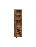 Cumpara ieftin Dulap de depozitare pentru baie, Vasagle, Maro Rustic, 40 x 30 x 167 cm, BBK160X01