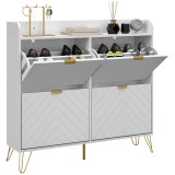 HOMCOM Dulap pentru &icirc;ncălțăminte 4 abtibilduri, cu raft reglabil, depozitare &icirc;ncălțăminte 106 x 24 x 102 cm, alb | Aosom Romania