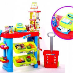 Set de joaca MalPlay Supermarket pentru copii,casa de marcat,alimente si cos de cumparaturi, 80 cm