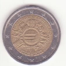 Germania 2 euro 2012 F - Comemorativă 10 ani euro cash. foto