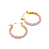 Cumpara ieftin Cercei rotunzi din inox cu email roz