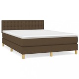 Cumpara ieftin Pat box spring cu saltea, maro inchis, 140x200 cm, textil