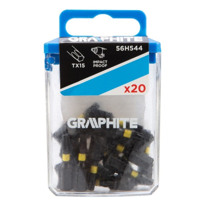 Bit de impact 20 buc/set TORX GRAPHITE TX15