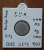 One dime 1907, SUA, argint, America de Nord