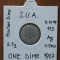 One dime 1907, SUA, argint