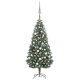 Brad Crăciun artificial pre-iluminat globuri/conuri pin 180 cm