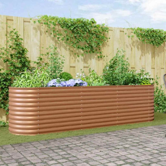 vidaXL Strat &icirc;nălțat de grădină Maro 320 x 80 x 81 cm Oțel 42011326