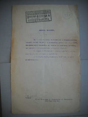 HOPCT DOCUMENT VECHI 391 MINISTERUL INDUSTRIEI COMERT EXTERIOR /BUCURESTI 1936 foto