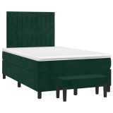 Cumpara ieftin Pat box spring cu saltea, verde inchis, 120x190 cm, catifea