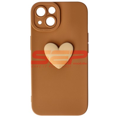 Toc silicon 3D Cartoon Apple iPhone 13 Brown Heart foto