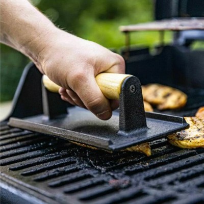 Presa dreptunghiulara pentru carne, hamburgeri, din fonta, 21 x 10,8 cm, Kinghoff foto
