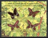 270-INDIA 1999-FLUTURI-colita cu 4 timbre nastampilate MNH, Nestampilat