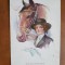 Carte postala, desen Miss Knickerbocker, inceput de secol XX