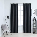 Gossi draperii opace cu carlige, 2 buc., antracit, 140 x 175 cm