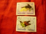 2 Timbre Manama 1969 - Fauna - Pasari , stampilate