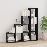 vidaXL Bibliotecă &icirc;n trepte, negru, 142 cm, lemn compozit