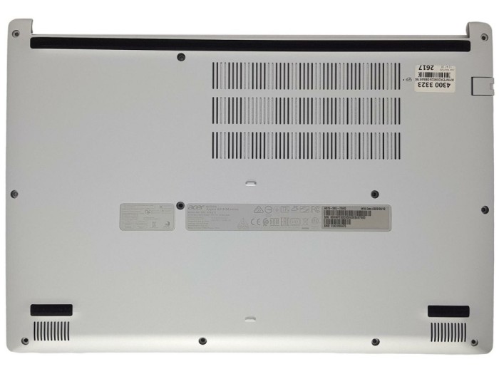 Carcasa inferioara bottom case Laptop, Acer, Aspire 5 A515-54, A515-54G, A515-55, A515-55G, 60.HFQN7.001, EAZAU003A2S, EAZAU00302A, argintiu