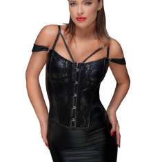 Corset Sexy Material Wetlook si Dantela Extra Bretele M