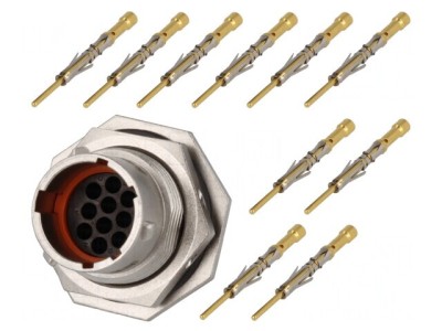 Conector circular RT360, mufă tată crimpat PIN 10 7.5A foto