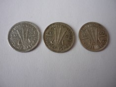 3 THREE PENCE 1951 ; 1955 ; 1957 .ARGINT
