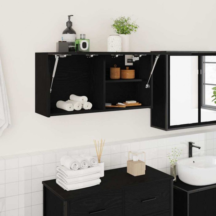 vidaXL Dulap de perete de baie, negru, 80x25x40 cm, lemn prelucrat
