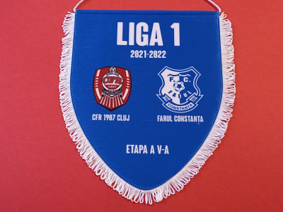 Fanion (protocol-oficial) meci fotbal CFR CLUJ - FARUL Constanta(2021/2022) foto