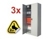 Set 3 Fisete Metalice ECO+ 4 Rafturi, 90x40x180 cm, 50kg/raft, Gri, Tabla 0.7mm, Incuietoare cu Cheie