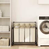 vidaXL Coș sortare rufe cu 4 saci, crem, oțel 282428