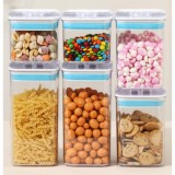 Cutii de Depozitare Alimente, Flippy, Set din 6 Cutii de tip Container, 2x0.5 l, 2x0.8 l, 2x1.2 l, Recipiente pentru Cereale in Bucatarie, Transparent
