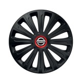 Set 4 capace roti Negre Cu Inel Rosu Trend R16 Compatibil Cu Nissan