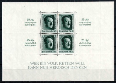 Germania Reich 1937, Mi #650 = Bl 11, Ziua Partidului Nazist, Adolf Hitler, MNH, cota 320 &amp;euro;! foto