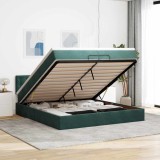 vidaXL Cadru de pat otoman cu saltele Verde &icirc;nchis 200x200cm catifea 3312791