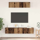 VidaXL Set dulap TV Pe perete Altele cu depozitare cu ușă 4 pcs Lemn vechi Mediu Lemn compozit