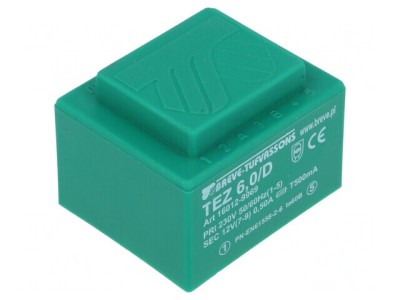 Transformator &amp;icirc;ncapsulat 6VA 230VAC 12V 500mA PCB IP00 foto