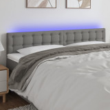 VidaXL Tăblie de pat cu LED, gri &icirc;nchis, 200x5x78/88 cm, textil