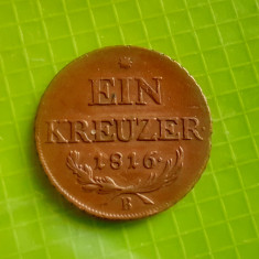 E876-Moneda veche 1 KREUZER 1816 circulat Ardeal bronz stare foarte buna 2.5 cm.