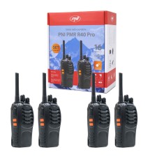 Kit 4 statii radio portabile PNI PMR R40 PRO acumulatori, incarcatoare si casti incluse foto