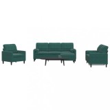 vidaXL Set canapele cu perne/rulouri, 4 piese, verde &icirc;nchis, catifea