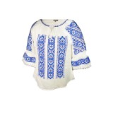 Bluza dama R 25, Dacali , marime L, alb/albastru azur