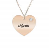 Lolita - Colier inima argint 925 placat cu aur roz si cristal - personalizat cu nume