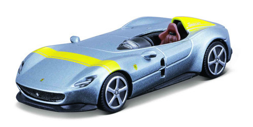 Macheta masinuta Bburago scara 1/43 Ferrari Monza SP1, gri si galben,