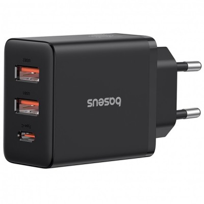 Incarcator Retea Baseus Cube, 30W, 3A, 1 x USB-C - 2 x USB-A, Negru P10111402113-00 foto