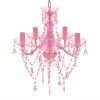 Lustra roz de cristal artificial cu 5 becuri