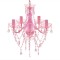 Lustra roz de cristal artificial cu 5 becuri