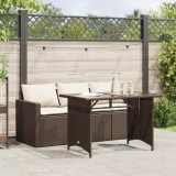 VidaXL Set mobilier de grădină cu perne, 2 piese, maro, poliratan 366330