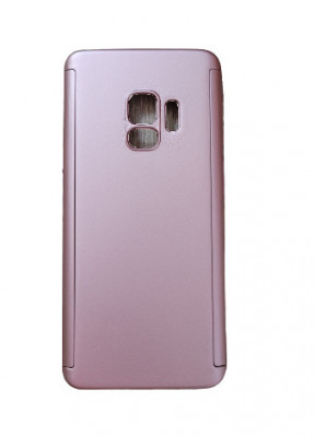 Husa protectie 360 fata + spate + folie silicon Samsung Galaxy S9 , Roz foto