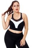 BRA218P-1122 Bustiera sport plasa si dunga alba - plus size, L, M, M/L