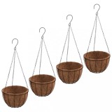 Cumpara ieftin Jardiniere suspendate captuseala cocos 4buc negru &Oslash;35x52cm otel