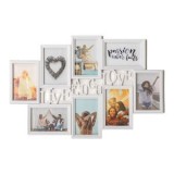 Rama foto decorativa cu 8 rame, alba, 62x42,5 cm, plastic si sticla, CMCLASS