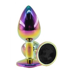 Dop Anal Metalic, Small, Multicolor, Piatra Neagra, Guilty Toys